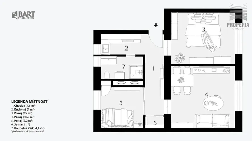 Pronájem bytu 3+1, Štramberk, Bařiny, 69 m2
