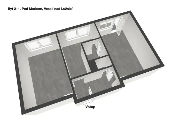 Prodej bytu 2+1, Veselí nad Lužnicí, Pod Markem, 56 m2