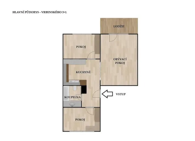 Pronájem bytu 3+1, Brno - Komín, Vrbenského, 64 m2