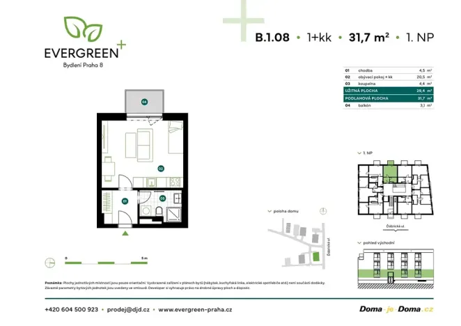 Prodej bytu 1+kk, Praha - Ďáblice, Ďáblická, 32 m2