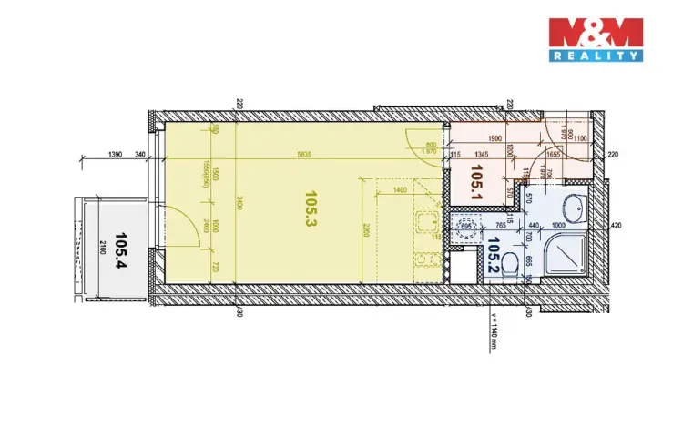 Pronájem bytu 1+kk, Praha - Horní Měcholupy, Modenská, 33 m2