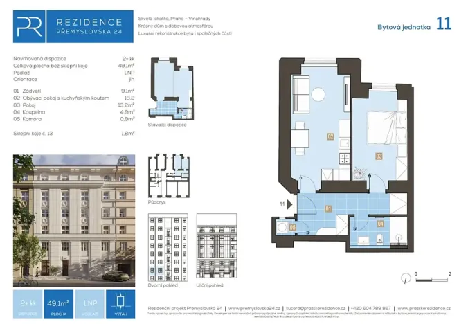 Prodej bytu 2+kk, Praha - Vinohrady, Přemyslovská, 49 m2