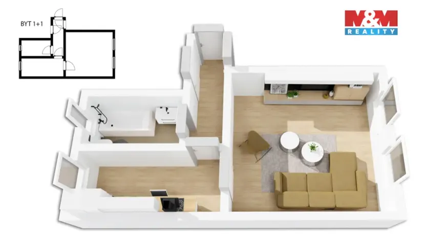 Prodej bytu 1+1, Hronov, Jiráskova, 39 m2