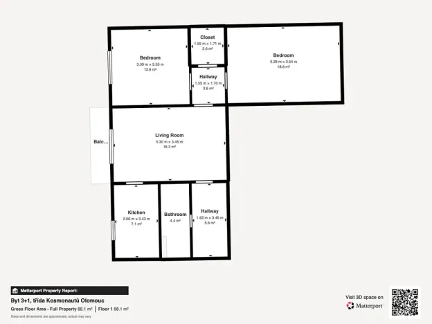 Prodej bytu 3+1, Olomouc, tř. Kosmonautů, 72 m2