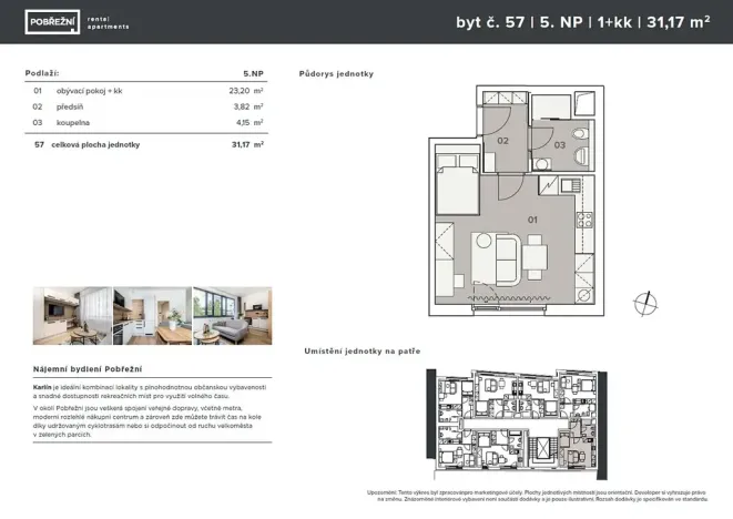 Pronájem bytu 1+kk, Praha - Karlín, Pobřežní, 31 m2