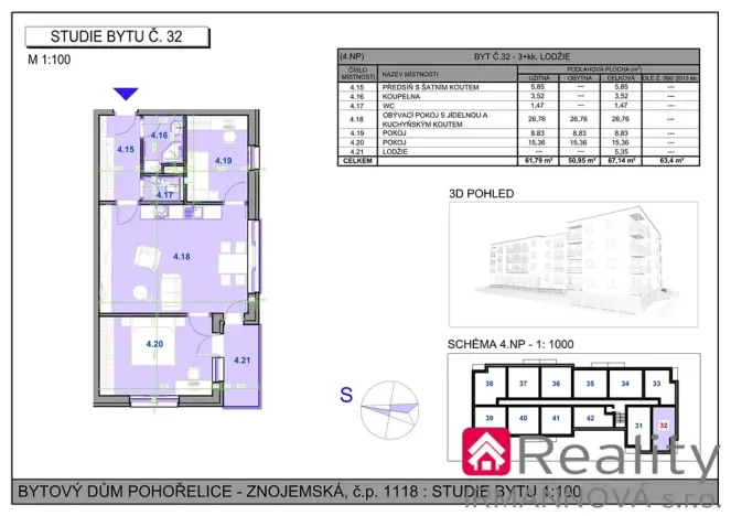 Prodej bytu 3+kk, Pohořelice, Znojemská, 67 m2