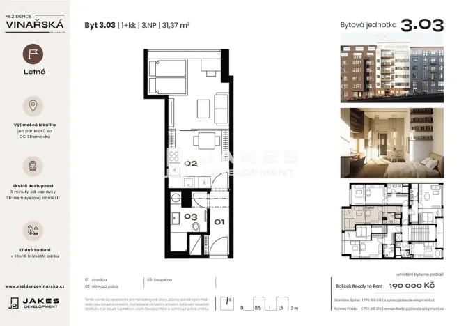 Prodej bytu 2+kk, Praha - Holešovice, Kostelní, 30 m2