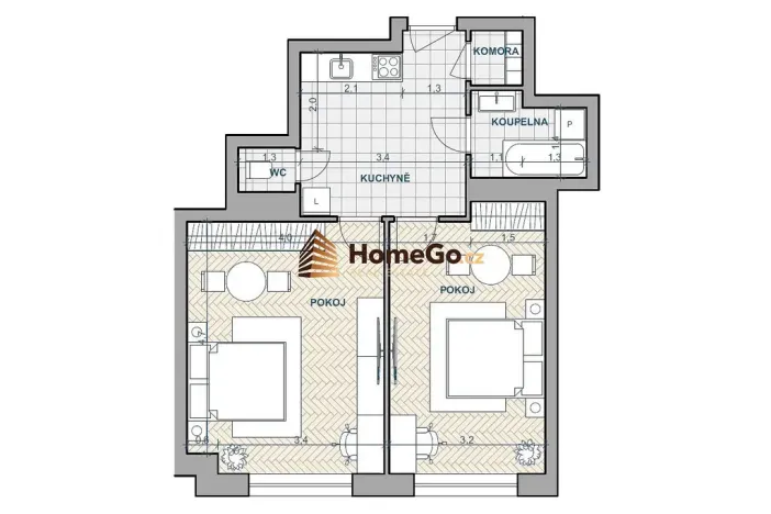Pronájem bytu 2+1, Praha - Nusle, U gymnázia, 53 m2
