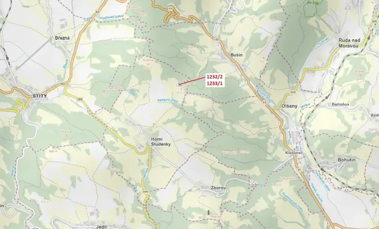 Dražba lesa, Horní Studénky, 4514 m2