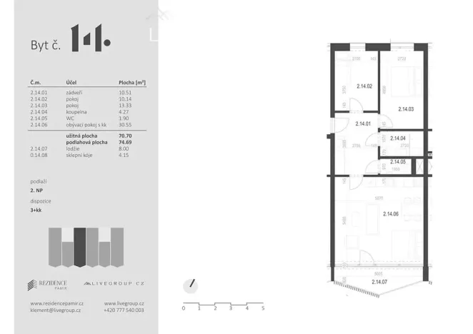 Prodej bytu 3+kk, Zbýšov, čtvrť Padělky, 74 m2