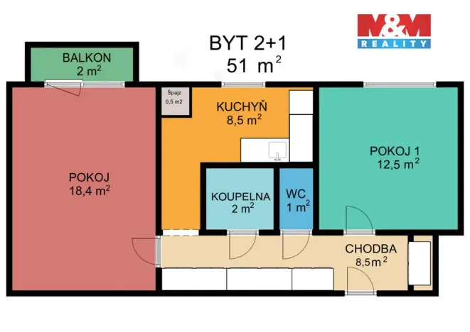 Prodej bytu 2+1, Jeseník, Halasova, 51 m2