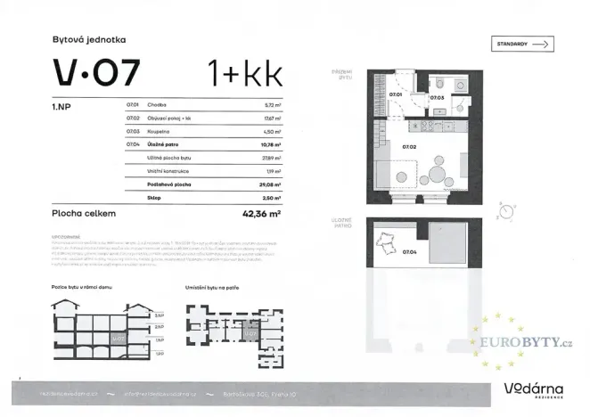 Pronájem bytu 1+kk, Praha - Vršovice, Bartoškova, 40 m2