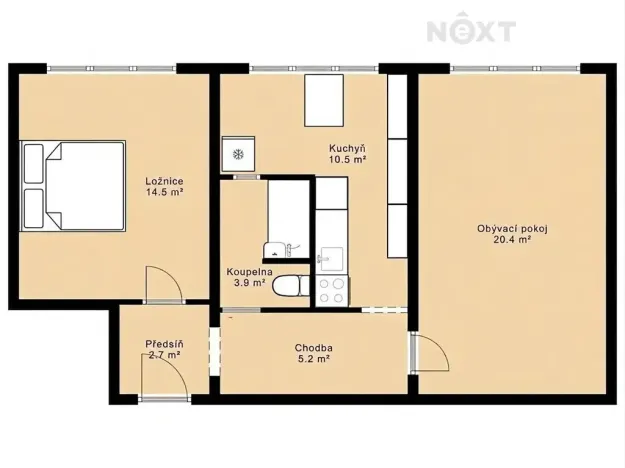 Pronájem bytu 2+1, Český Krumlov, Sídliště Plešivec, 57 m2