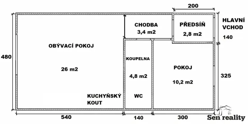 Pronájem rodinného domu, Srnojedy, Sportovní, 47 m2