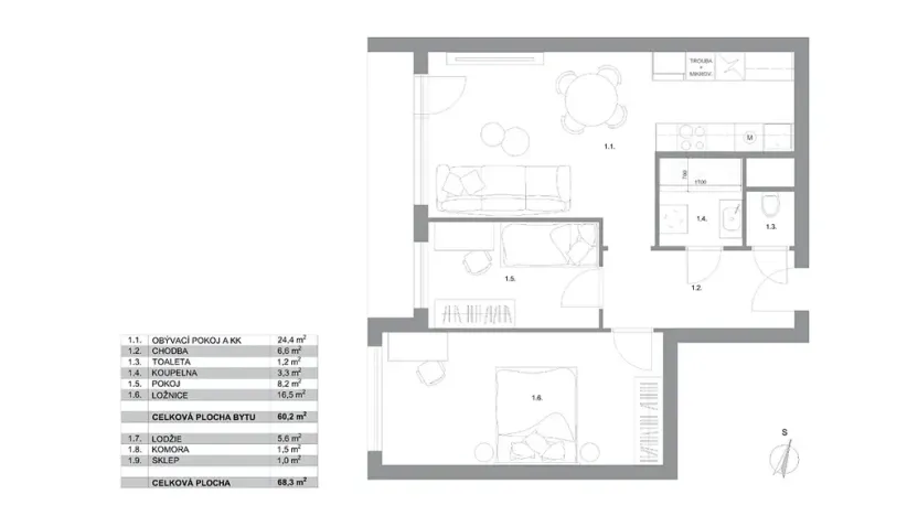 Prodej bytu 3+kk, Praha - Chodov, Ke Kateřinkám, 68 m2