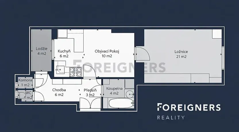 Prodej bytu 2+kk, Praha, 5. května, 51 m2