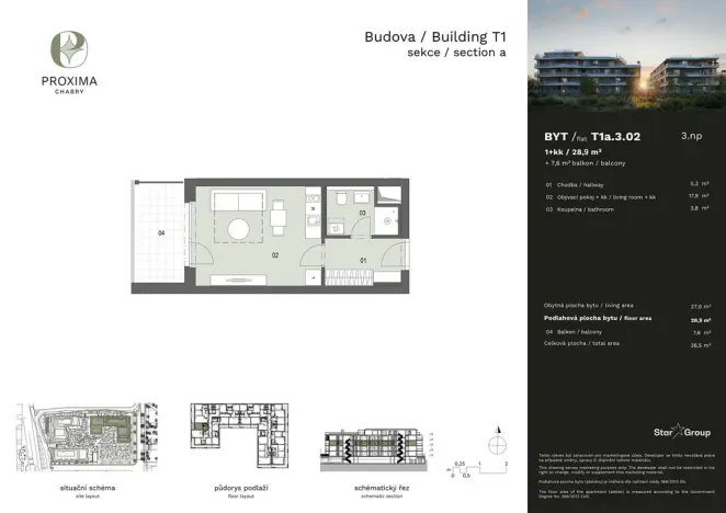 Prodej bytu 1+kk, Praha - Dolní Chabry, U jízdárny, 28 m2