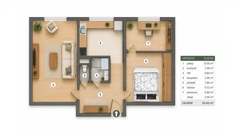 Pronájem bytu 2+1, Praha - Malešice, Cerhenická, 52 m2