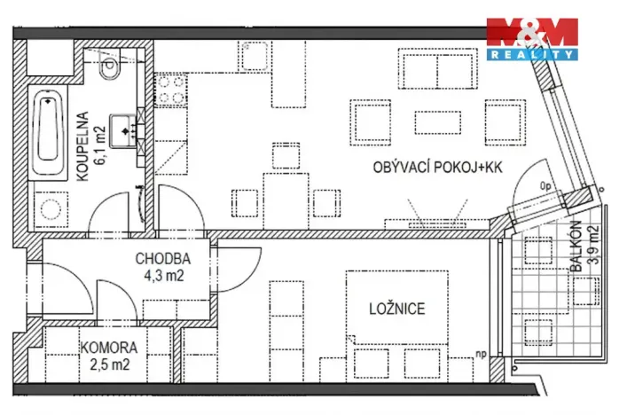 Pronájem bytu 2+kk, Praha - Stodůlky, Svitákova, 53 m2