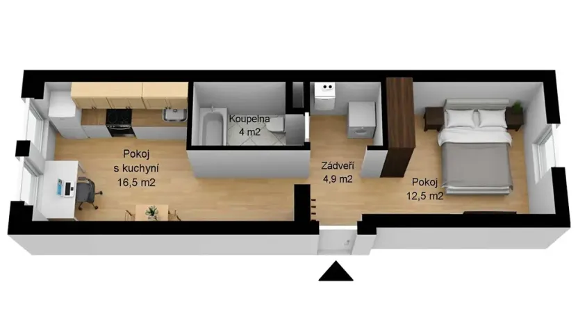 Pronájem bytu 2+kk, České Budějovice, Otakarova, 38 m2