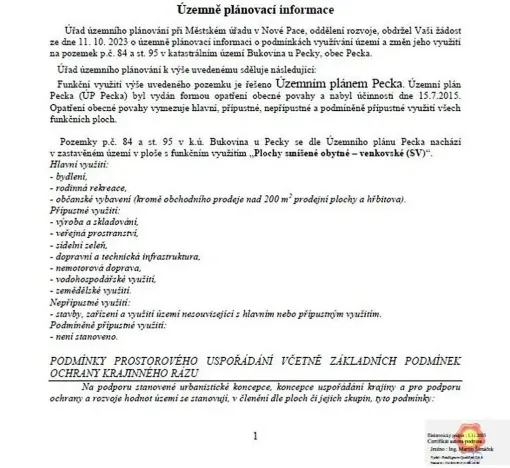 Prodej pozemku pro bydlení, Pecka, 1250 m2