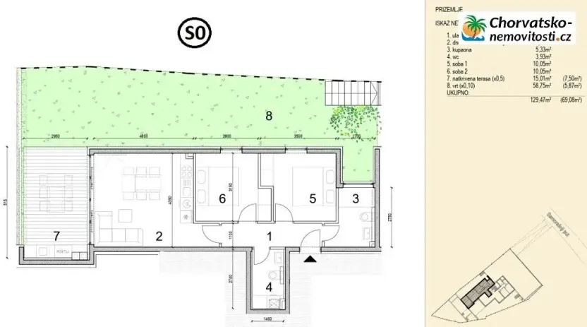 Prodej bytu 3+kk, Novalja, Chorvatsko, 72 m2