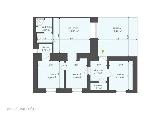 Pronájem bytu 3+1, Chrudim, 54 m2