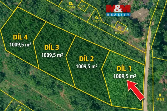 Prodej louky, Velké Popovice, 1009 m2
