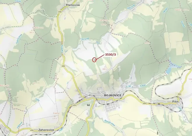 Dražba pozemku, Bojkovice, 537 m2