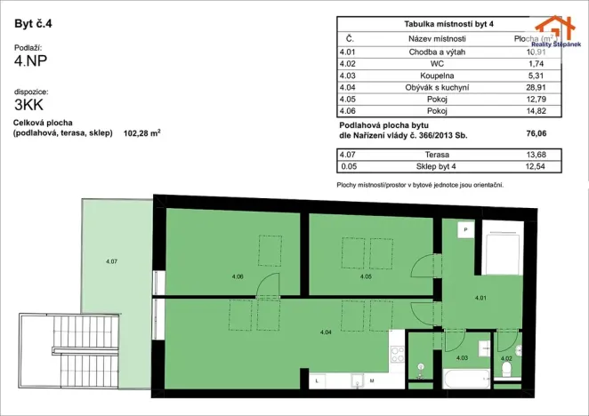 Prodej bytu 3+kk, České Budějovice, Lannova tř., 76 m2