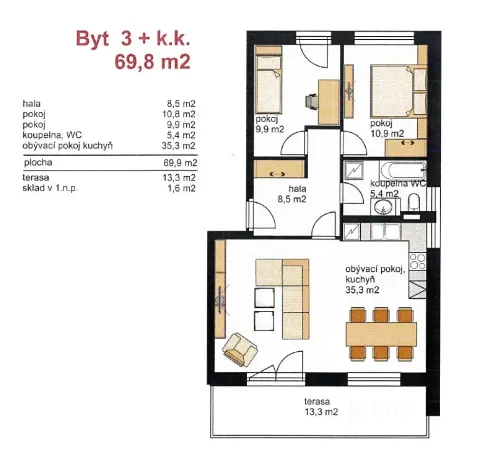 Pronájem bytu 3+kk, Písek, Karla Boromejského, 70 m2