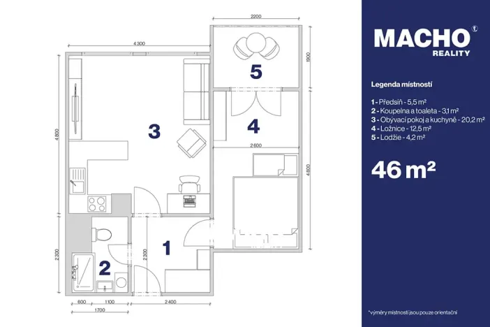Prodej bytu 2+kk, Praha - Černý Most, Bryksova, 46 m2