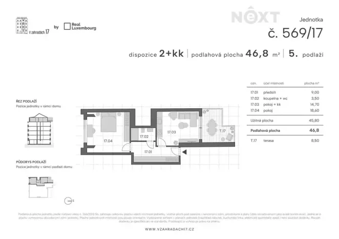 Prodej bytu 2+kk, Praha - Libeň, V zahradách, 47 m2