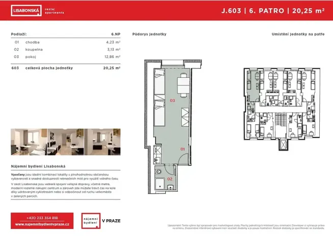 Pronájem bytu 1+kk, Praha - Vysočany, Lisabonská, 20 m2