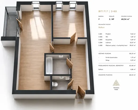 Prodej bytu 2+kk, Plzeň, Borská, 64 m2