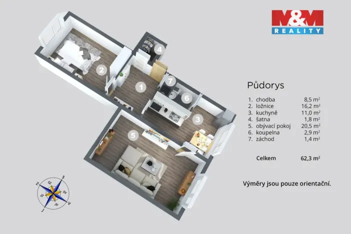 Prodej bytu 2+1, Ústí nad Labem - Krásné Březno, U Pivovarské zahrady, 65 m2