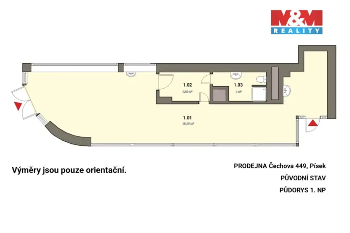 Prodej obchodního prostoru, Písek - Pražské Předměstí, Čechova, 53 m2