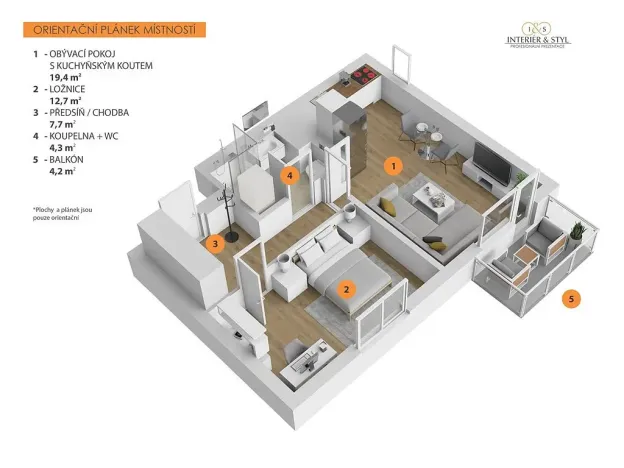 Pronájem bytu 2+kk, Praha, Waltariho, 45 m2