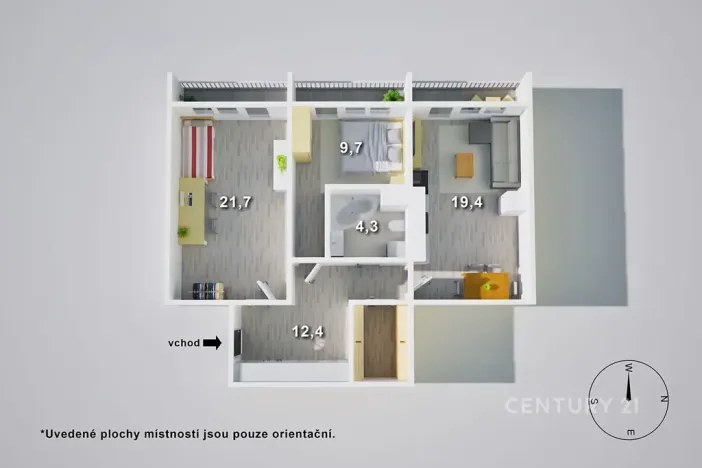 Prodej bytu 3+1, Děčín, Oblouková, 74 m2