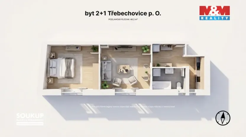 Prodej bytu 2+1, Třebechovice pod Orebem, Pod zahrady, 46 m2