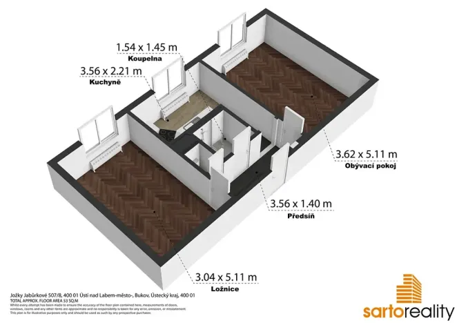 Prodej bytu 2+1, Ústí nad Labem, Jožky Jabůrkové, 51 m2