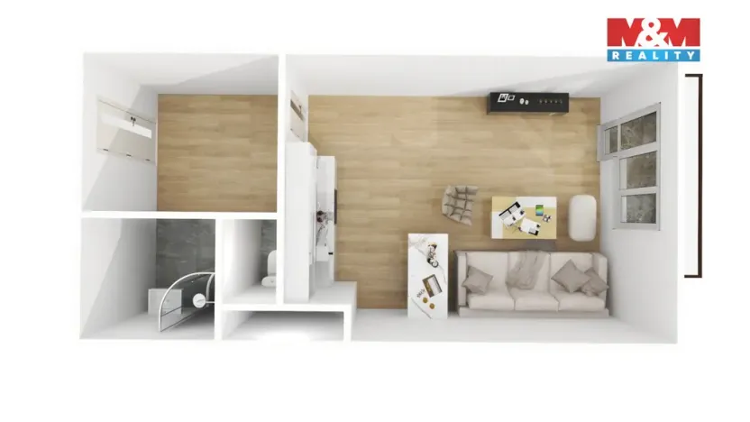 Pronájem bytu 1+kk, Plzeň - Doubravka, Moravská, 44 m2