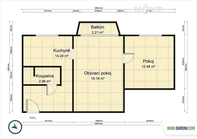 Pronájem bytu 2+1, Zábřeh, 17. listopadu, 51 m2