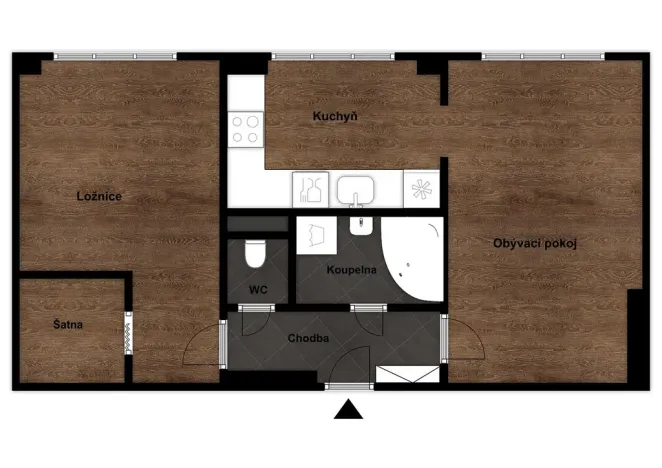 Pronájem bytu 2+1, Kralupy nad Vltavou - Lobeček, Masarykova, 52 m2