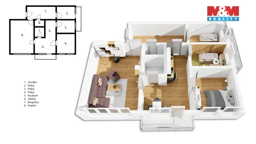 Prodej bytu 4+1, Zlín - Malenovice, Tyršova, 95 m2