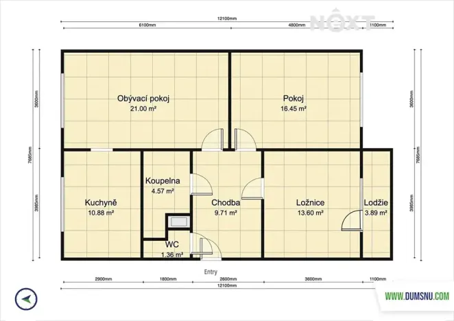 Pronájem bytu 3+1, Šumperk, Čajkovského, 77 m2