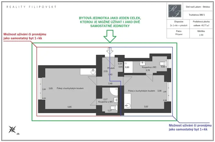 Prodej bytu 2+kk, Ústí nad Labem, Truhlářova, 40 m2