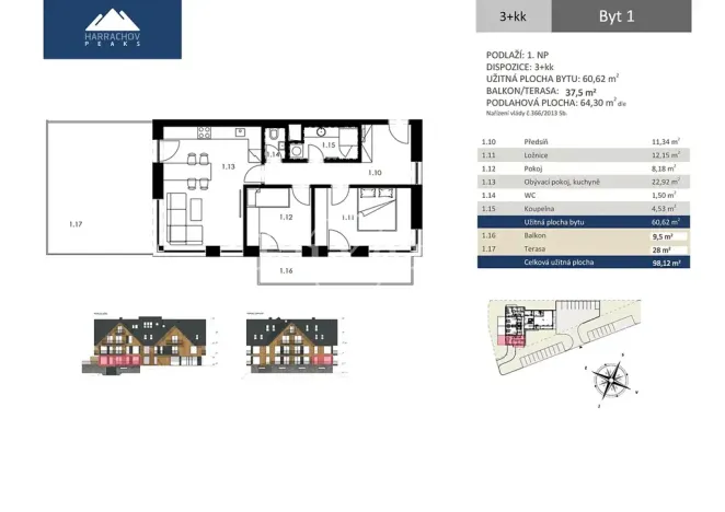 Prodej bytu 3+kk, Harrachov, 60 m2