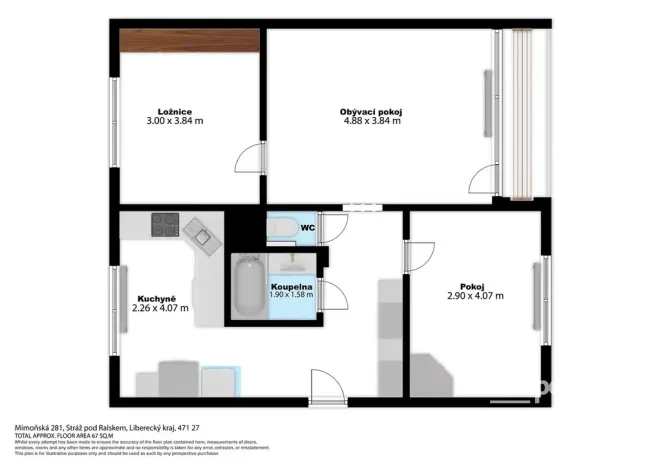 Prodej bytu 3+1, Stráž pod Ralskem, Mimoňská, 70 m2