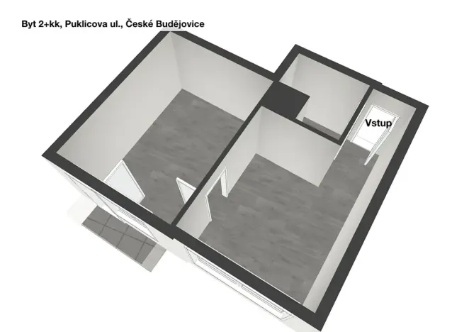 Pronájem bytu 2+kk, České Budějovice, Puklicova, 39 m2